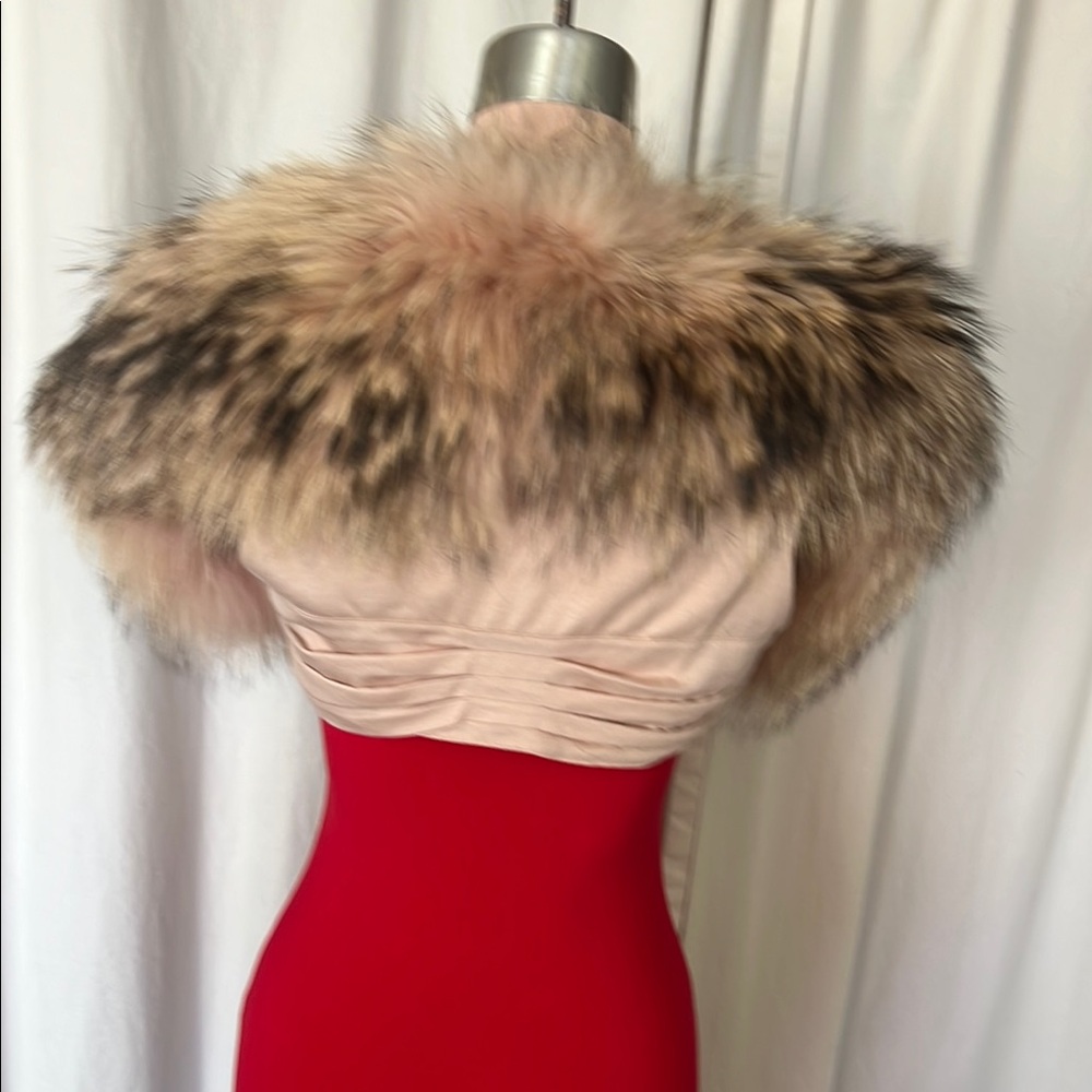 Alice & Olivia Raccoon fur Bolaro  shrug dusty pink black brown S/P - Picture 3 of 13